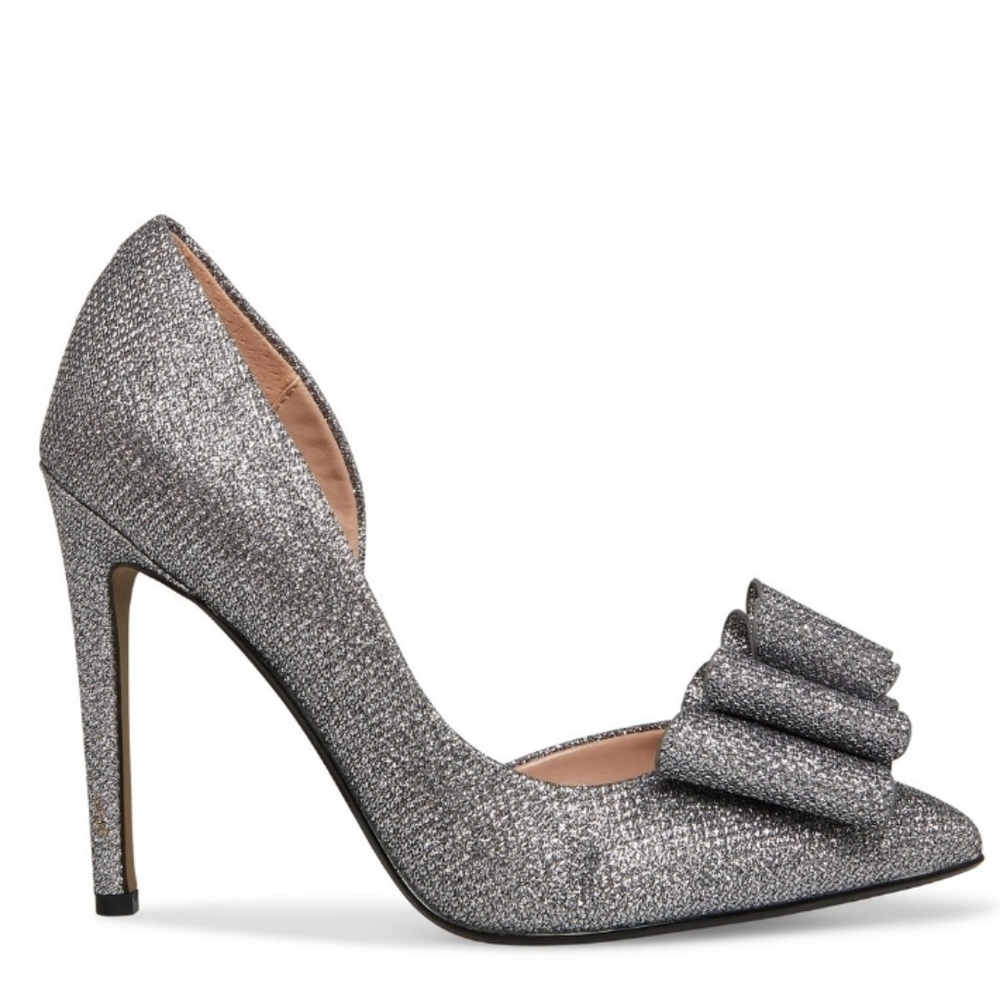 Betsy Johnson Prince d'Orsay Evening Pumps Sparkle Pewter -7 - Picture 2 of 8